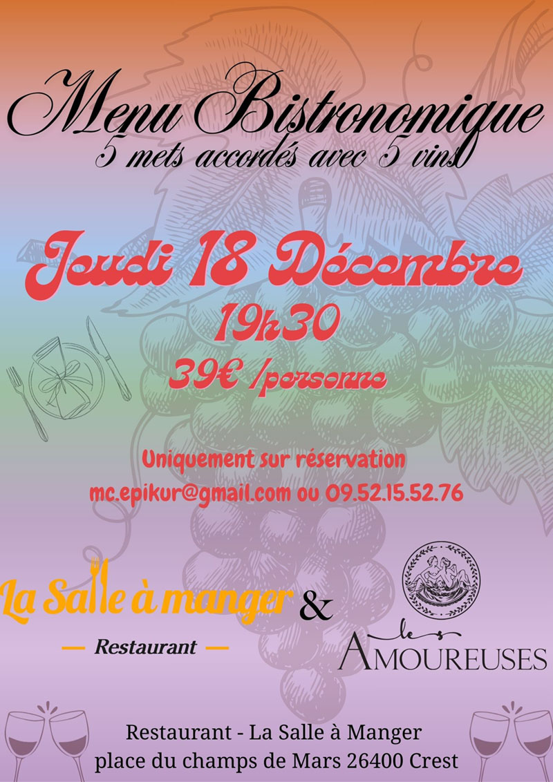 Accords mets et vins Décembre 2025